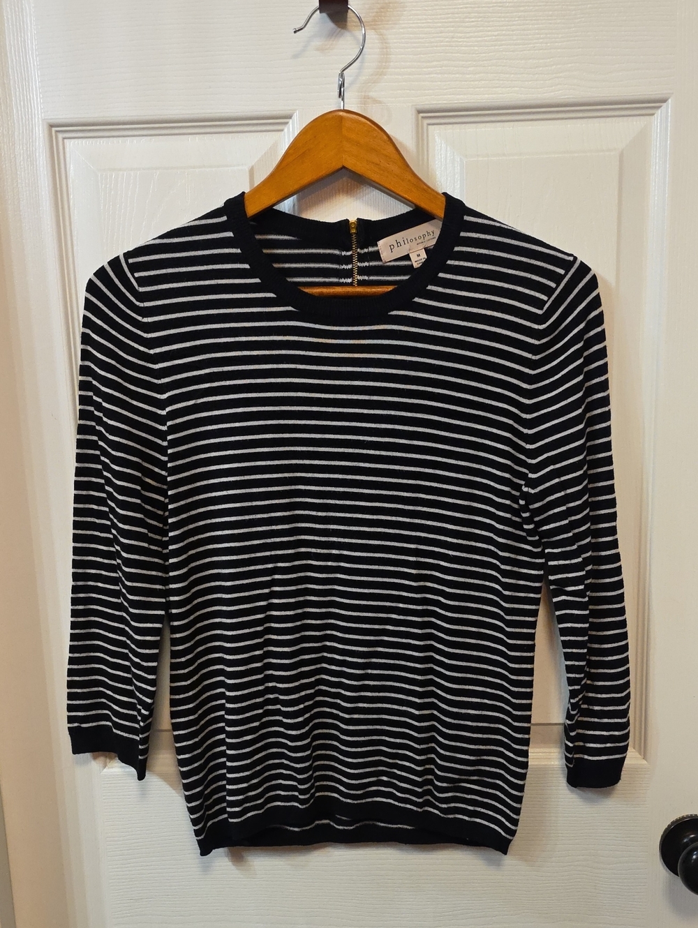 Philosophy Striped Black and White Crewneck Sweater